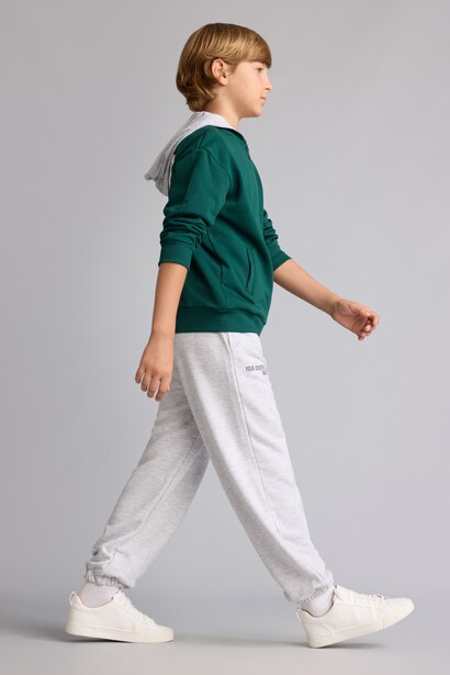 Pantalon de survêtement gris clair chiné oversize imprimé en coton pour garçon