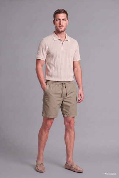 Relaxed Fit Beige Ultra Soft Bermuda Shorts