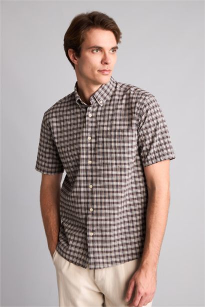 Regular Fit Crinkle Fabric Short Sleeve Shirt