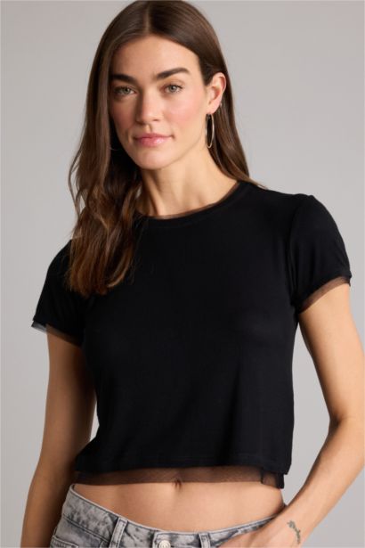 Slım Fıt Basıc Fitilli Kaşkorse Tişört