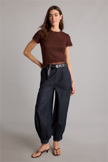 Slım Fıt Basıc Fitilli Kaşkorse Tişört