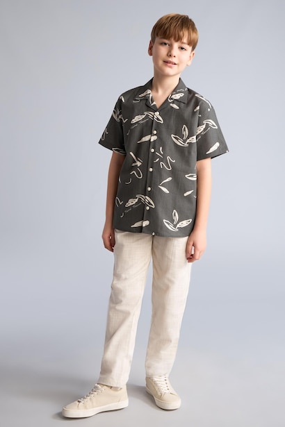Boy Regular Fit Straight Leg Cotton Trousers