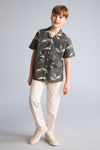 Boy Regular Fit Straight Leg Cotton Trousers