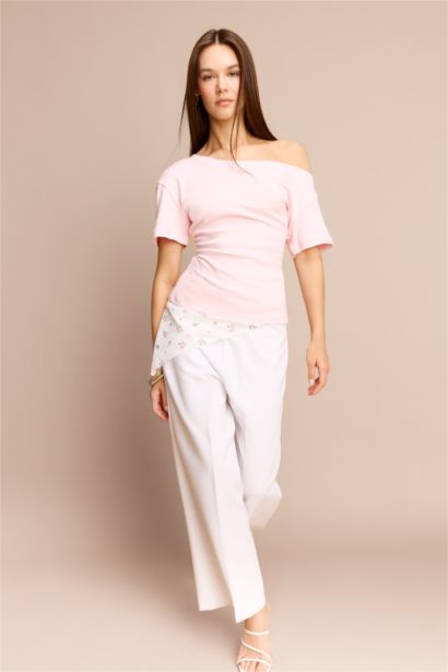 Regular Fit Boat Collar Short Sleeve T-Shirt