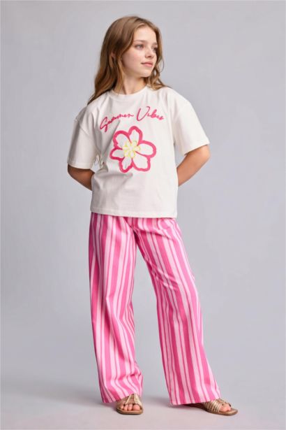 Girl Striped Wide Leg Trousers