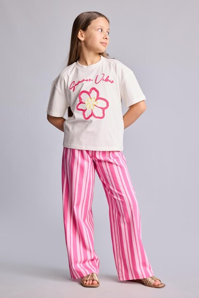 Pantalon rayé à jambes larges pour fille