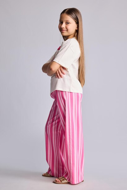 Pantalon rayé à jambes larges pour fille