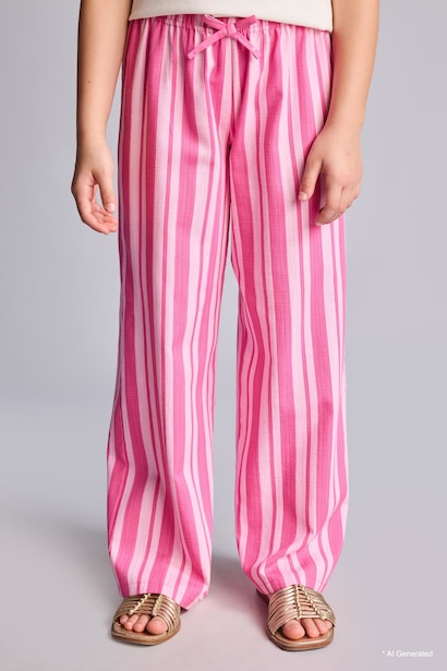 Girl Striped Wide Leg Trousers