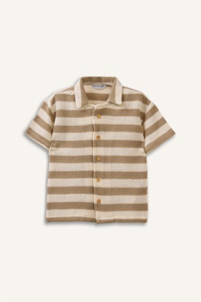 Regular Fıt Jakarlı Kısa Kollu Polo Tişört Erkek Bebek