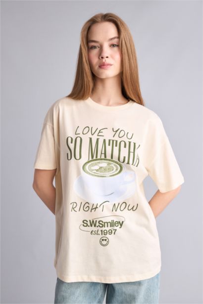 Baskılı Oversize Kız Çocuk Tişört