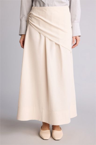 Keten Karışımlı Maxi Etek
