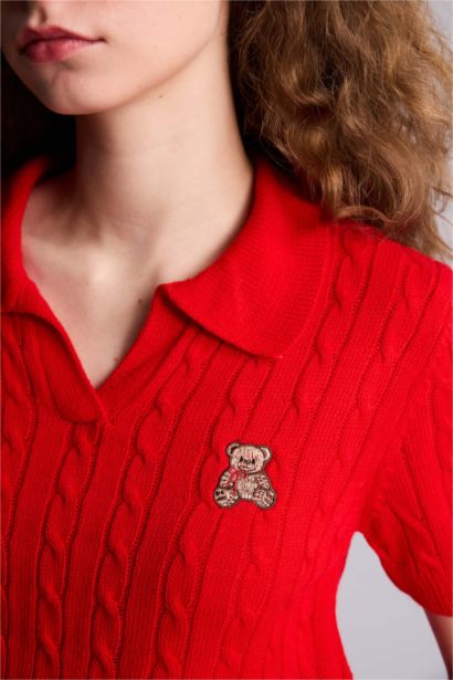 Slim Fit Ayıcıklı Kazak