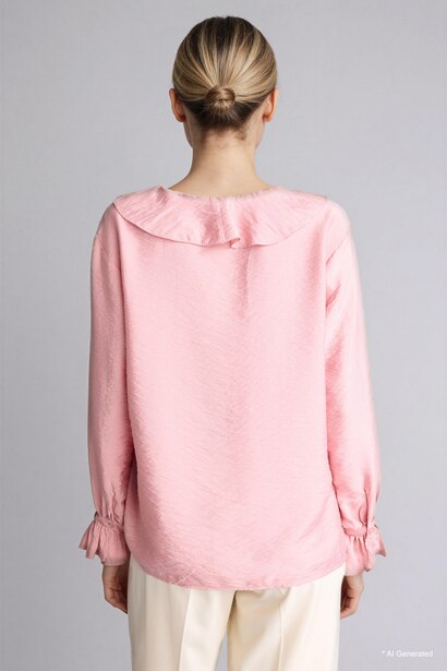 Regular Fit V-Neck Long Sleeve Blouse