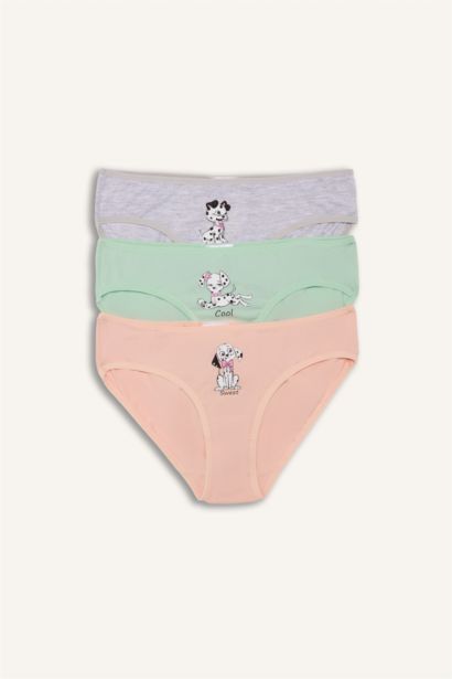 كلوت سليب بناتي ممشط مطبوع - 3 قطع