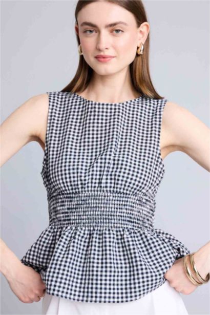 Fitted Kolsuz Kareli Bluz