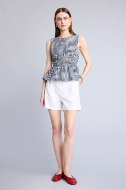 Fitted Kolsuz Kareli Bluz