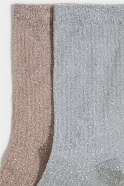 Kadın Parıltılı 2'li Pamuklu Uzun Çorap