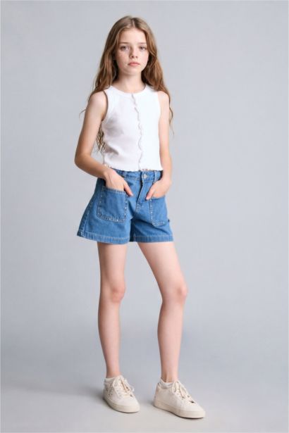 Girl Straight Fit Normal Waist Shorts