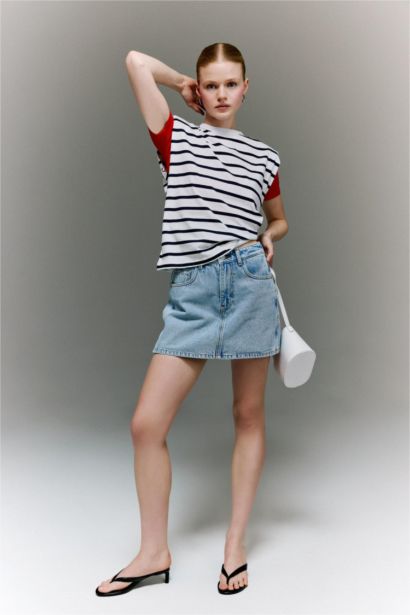 تيشيرت نص ردن قصة مريحة وياخة مستديرة