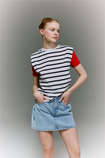 تيشيرت نص ردن قصة مريحة وياخة مستديرة