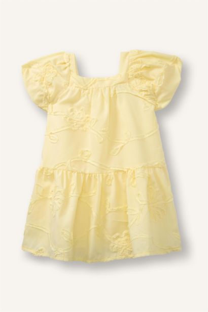 Robe en dentelle florale à manches courtes pour bébé fille