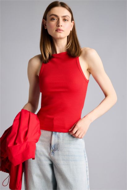 Slım Fıt Basıc Kayık Yaka Fitilli Kaşkorse Atlet