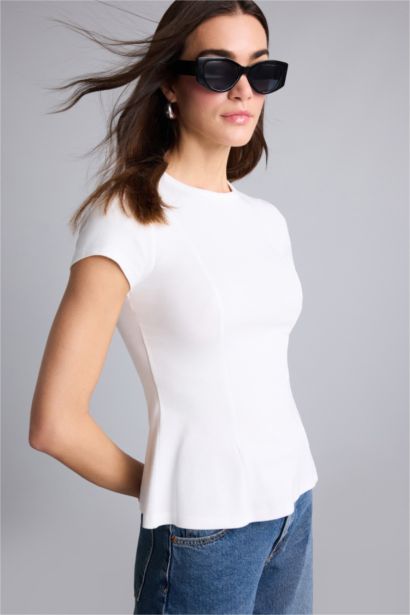 Slım Fıt Ribana Kısa Kollu Tişört