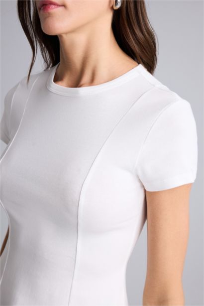 Slım Fıt Ribana Kısa Kollu Tişört