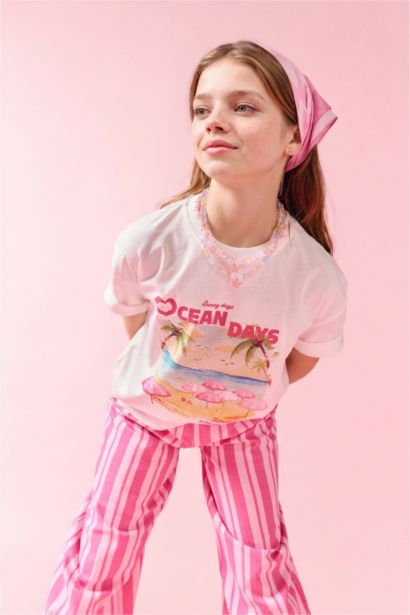 T-shirt à manches courtes Graphique Col arrondi Fille
