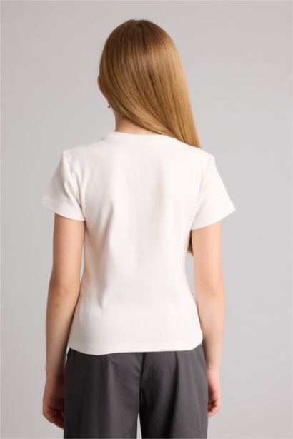 تيشيرت بناتي ردن طويل مضلع قصة عادية