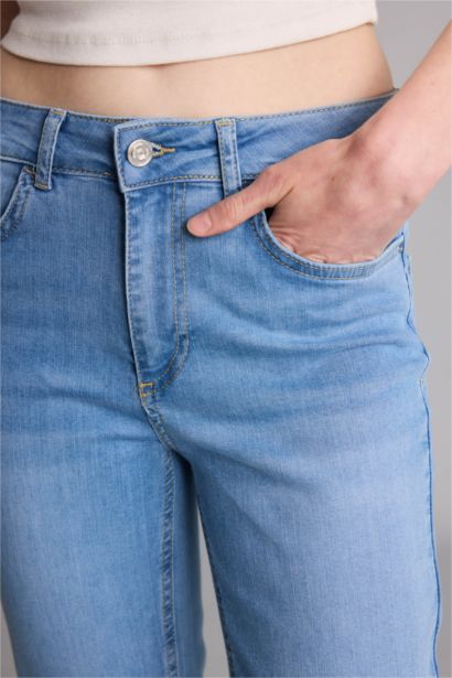 Yüksek bel Cepli Jean Kapri