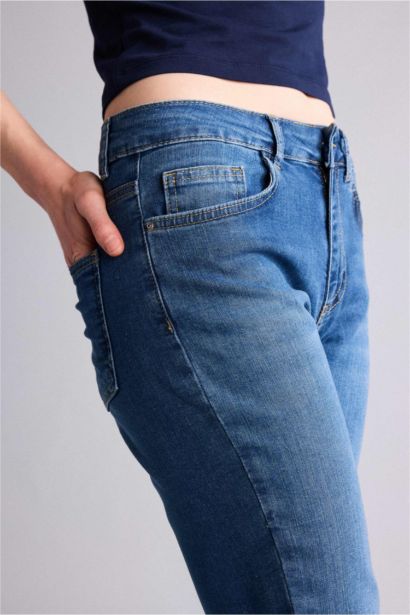 Yüksek Bel Katlamalı Paça Jean Kapri