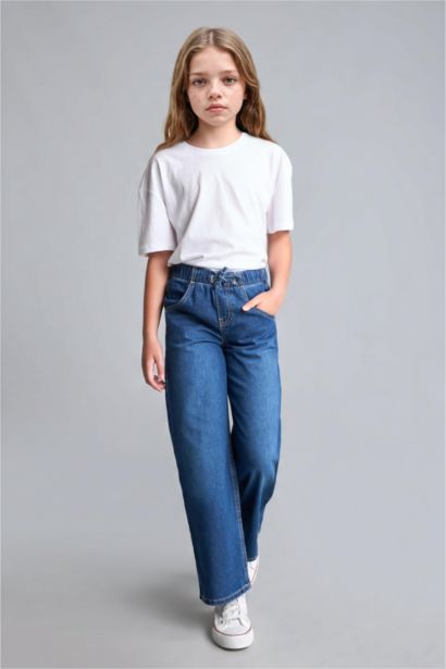 بنطلون جينز وايد ليج