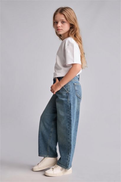 Baggy Fit Jean Pantolon Kız Çocuk