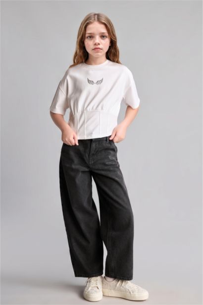 Baggy Fit Jean Pantolon Kız Çocuk