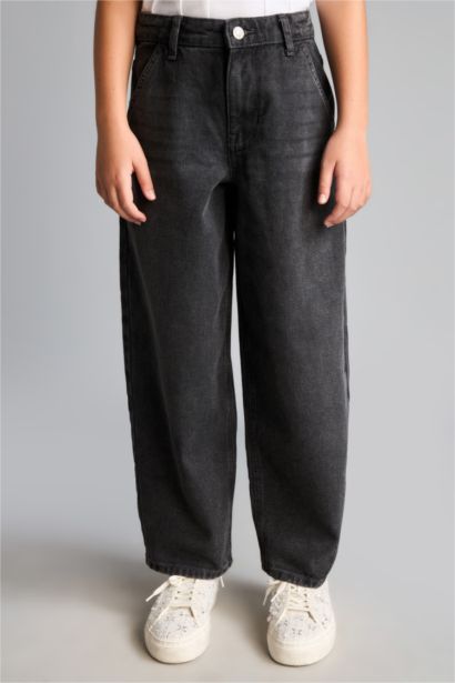 Baggy Fit Jean Pantolon Kız Çocuk