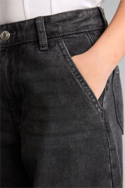 Baggy Fit Jean Pantolon Kız Çocuk