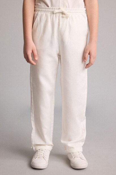 Boy Straight Leg Linen Blend Trousers