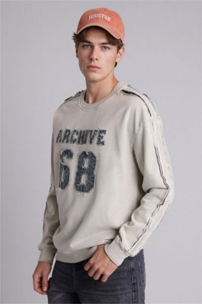 Boxy Fıt Bisiklet Yaka Sweatshirt