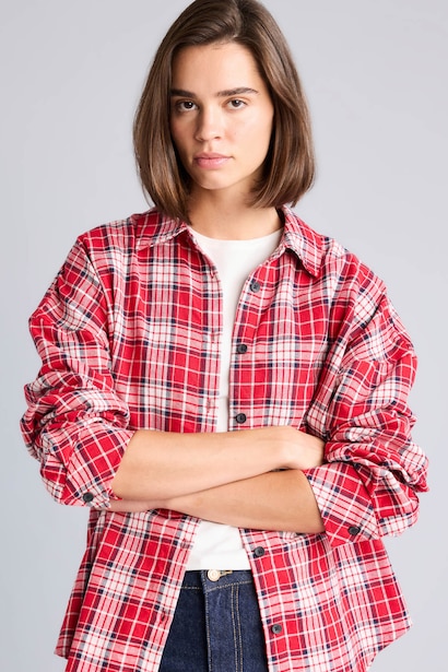 Oversize Fit Flanel Long Sleeve Shirt