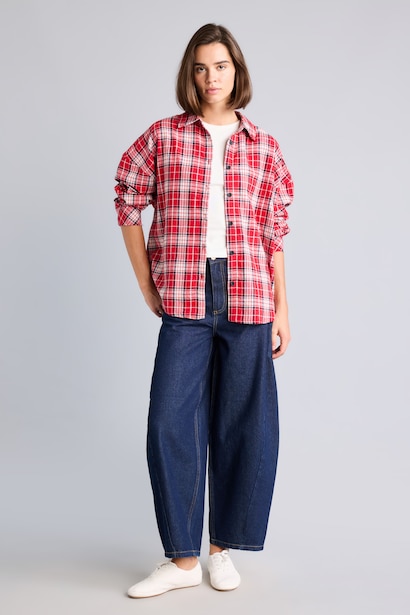 Oversize Fit Flanel Long Sleeve Shirt