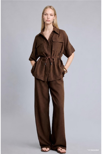 Oversize Shirt Collar Cotton Blazer