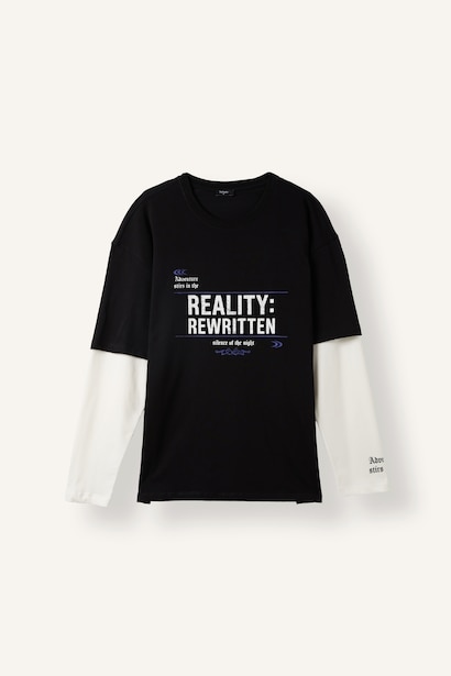 Boxy Fit Katmanlı Görünümlü Baskılı Tişört