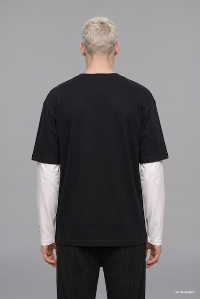 Boxy Fit 100% Cotton Printed Crew Neck Long Sleeve T-Shirt