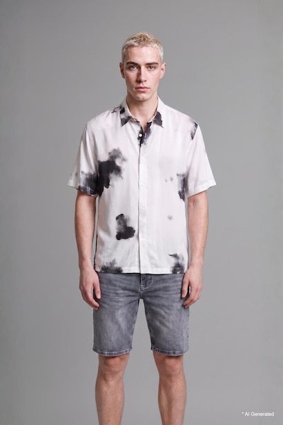 Boxy Fit Viscose Short Sleeve Shirt