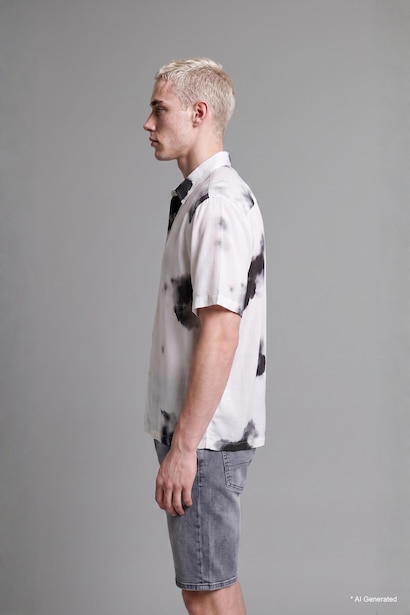 Boxy Fit Viscose Short Sleeve Shirt