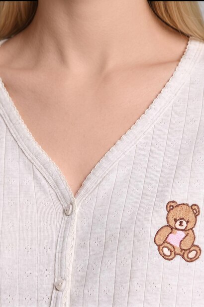 Regular Fit Heather Beige Short Sleeve Pajama Top and Shorts Set
