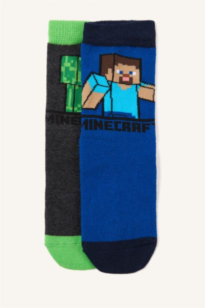 Minecraft Pamuklu 2'Li Çorap Erkek Çocuk