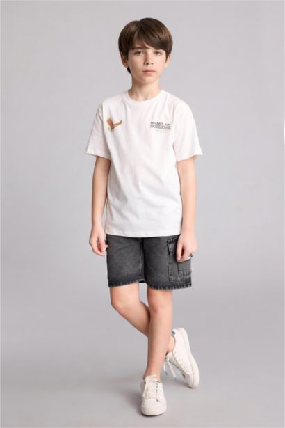Футболка New Regular Fit с круглым вырезом принтом и коротким рукавом для мальчиков