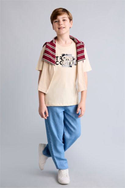 New Regular Fit Baskılı Tişört Erkek Çocuk